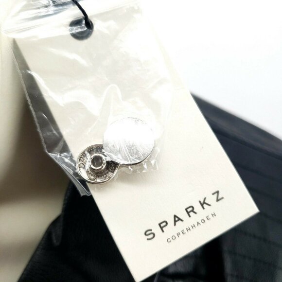 SPARKZ COPENHAGEN Faux Leather Moto Biker Jacket SMALL - Picture 7 of 9